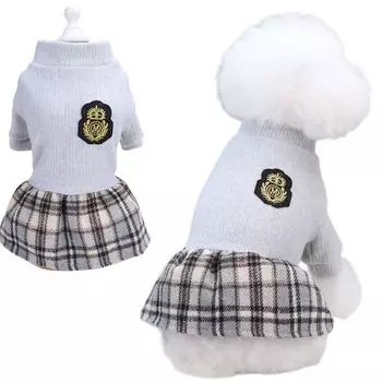 Timoya Dog Princess Plaid Made of Pet Cat Dog Cold Dock Small Medium Commemorative Outings Clothes, Dress, Autumn/Winter, Dress, Skirt, Cute, Pattern,