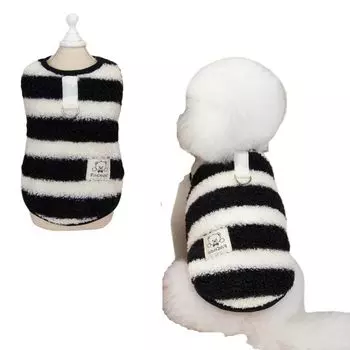 Timoya Dog Winter Cute Pet Tank Fluffy с маленькой средней собакой Home Hair Loss Going Cold Одежда, Одежда, Верх, Полосатый, Теплый, Двусторонний флис,