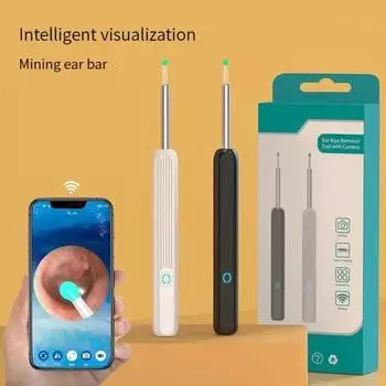 Tinsol NE3 Набор для чистки ушей Smart Visual Ear Sticks 1296P Инструмент для удаления ушной серы Беспроводной очиститель с камерой и светодиодной подсветкой белый