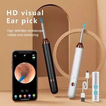 Tinsol Smart Visual Ear Cleaner 1296P Ушные палочки Отоскоп USB C Зарядка Эндоскоп Инструмент для удаления ушной серы Камера для чистки ушей Здравоохранение белый