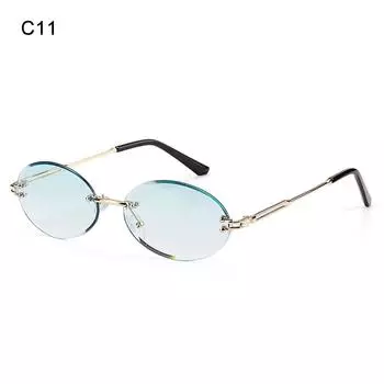 Tinted Eyewear UV400 Protection Shades Oval Sunglasses Diamond Cutting Lens Vintage Sunglasses C11