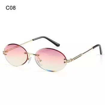 Tinted Eyewear UV400 Protection Shades Oval Sunglasses Diamond Cutting Lens Vintage Sunglasses C08