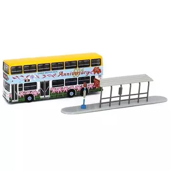 Tiny City 1/110 Leyland Olympian CMB 11 м 60-я годовщина С автобусной остановкой (ФВ6607) двухэтажный автобус