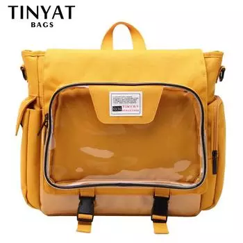 TINYAT корейский женский рюкзак для девочек, водонепроницаемый модный прозрачный рюкзак из ПВХ, школьная сумка-тоут для Tennage, сумка для куклы 32*30*8.5CM чёрный