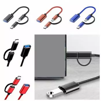 Тип C 2 в 1 OTG Тип C Кабель-адаптер USB A 2 в 1 USB C Кабель-адаптер для ПК/ноутбука/телефона красный