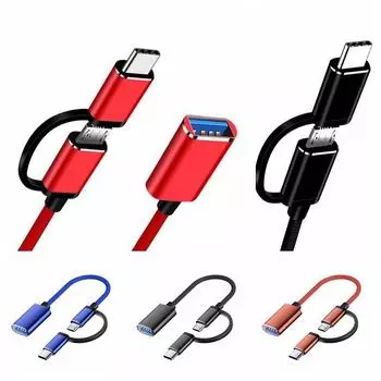 Тип C 2 в 1 USB OTG адаптер кабель Micro USB 2 в 1 USB C адаптер кабель для ПК/ноутбука/телефона красный