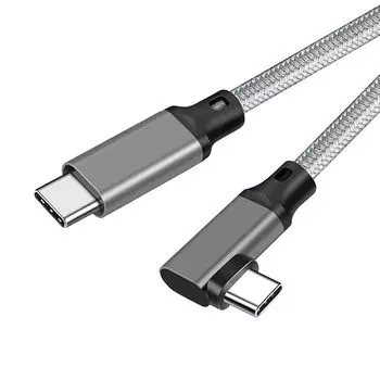 Тип C для кабеля L-образной формы (серый, 5м) Popolier [Высокоскоростная передача данных 5 Гбит/с / быстрая зарядка 100 Вт, совместимость с PD / видеовыход 4K@60 Гц] USB 3.2(Ген1)