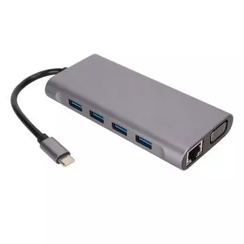 Тип C Hub 11 в 1 HD VGA 4K с поддержкой 5 Гбит/с 87 Вт PD Charge 100 Мбит/с RJ45 USB 3.0 док-станция для