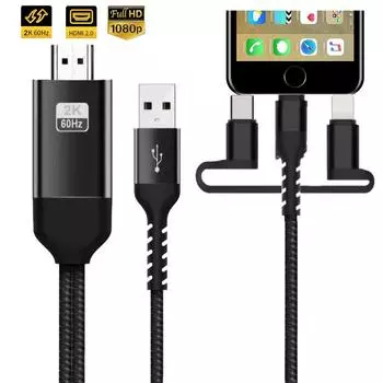 Тип C Micro USB 3.0 HDMI Аудиокабель Экран телефона Подключение к HDMI-совместимому HDTV-проектору Видеоадаптер-конвертер для красный