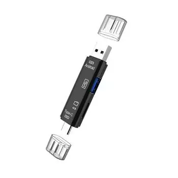 Тип C, Micro USB и USB 5 в 1 OTG кард-ридер Высокоскоростной универсальный OTG TF/USB для Android-компьютерных удлинителей чёрный