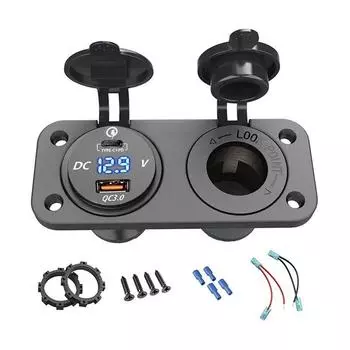 Тип C PD QC 3,0 Автомобильная USB-розетка Панель 12 В/24 В Автомобильное зарядное устройство Встроенная розетка для мотоцикла Лодка Грузовик красный