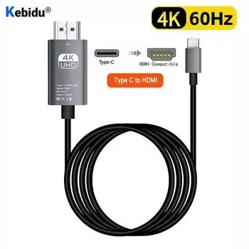 Тип C в HDMI HDTV-адаптер-конвертер между мужчинами USB 4K 60 Гц 30 Гц HDMI-совместимый кабель HD-MI для проектора, ПК, ноутбука MacBook 4K30Hz