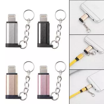 Тип C Женский К Молнии Мужской Конвертер Адаптер Брелок Для iPhone iPad iPod чёрный