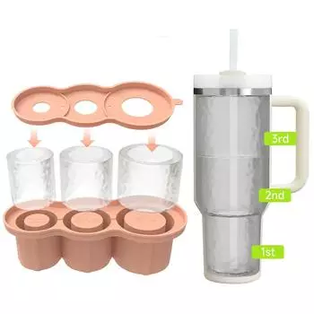 Тип лотка для льда Кухонный инструмент для машины для приготовления силиконовых ледовых блоков с крышкой и 3 полыми цилиндрическими силиконовыми формами для льда серый