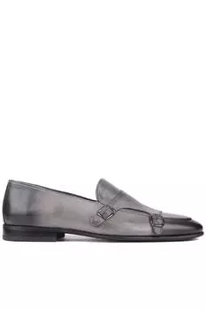 Тип обуви — серые мужские классические туфли с кожаной пряжкой 250–2300