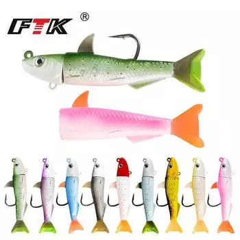 Тип рыбы FTK, свинцовая головка, мягкая рыба 5,5 см, 10 г, 7,5 см, 25 г, 11 см, 45 г, дорожная приманка, кривошипный крючок, искусственная мягкая рыбная бионическая приманка 5.5CM-10G-001
