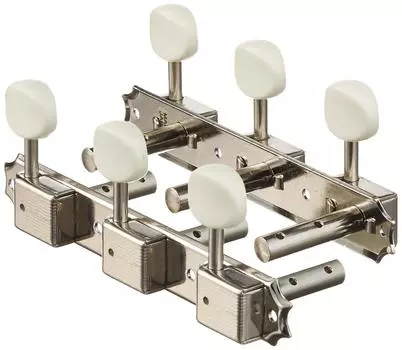 Тип Scud Kluson, белый пластик, 3 прямых вала, никель, 2052NSA, штифт, ручка, ряды,