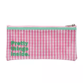 Tippi Check Pencil Case Pen Pouch (Pink)