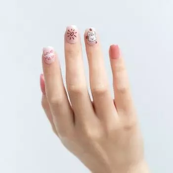 Типсы для ногтей Dashing Diva Magic Press + подушечка для подготовки, 2 шт. + пилочка для ногтей + набор деревянных палочек, Love Rabbit (Наконечник для ногтей), 1 комплект