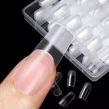 Типсы для ногтей TOMICCA длинные квадратные шлифованные 15 размер прозрачный тип натуральный подходит для практики салона самостоятельный гель для ногтей