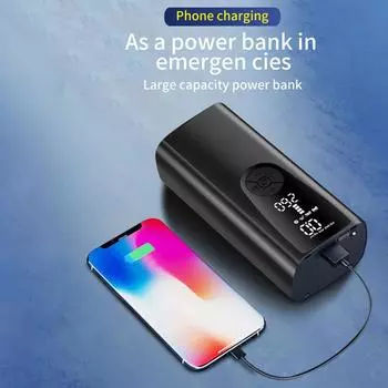 Tire Air Pump 6000mAh 150PSI 10.3bar With LED Flashlight Portable Inflator Car Air Compressor Digital чёрный