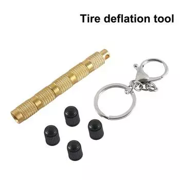 Tire Deflator 4 In 1 Solid Brass Easy Storage And Using Tire Air Down Tool Tire Pressure Deflators For OffRoad Vehicle Accessory жёлтый