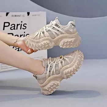 Tire new dad shoes women s spring and autumn new heightening sole pineapple sports and leisure shoes breathable 35 чёрный