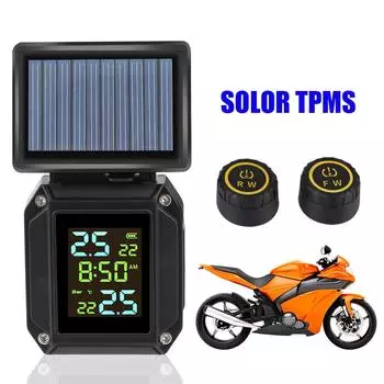 Tire Pressure Monitoring System LCD Display Solor USB Charge Motorcycle TPMS Tyre Temperature Alarm Solar Type