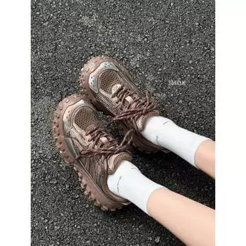 Tire shoes dad shoes women s spring and autumn new thick-soled heightening casual sports shoes fashionable versatile women s shoes 35 коричневый