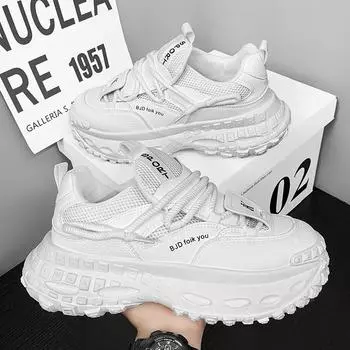 Tire sole invisible inner heightening trend thick bottom mesh breathable casual versatile men s sports men s shoes Internet celebrity 39