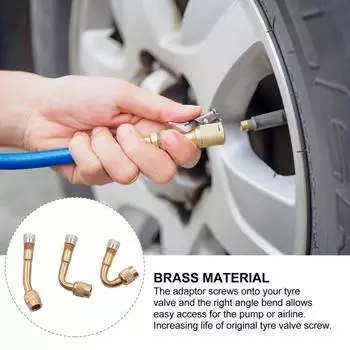 Tire Valve Extension, 45 90 135 Multi Degree Brass Tire Valve Stem Extension Adaptor, Universal Tire Inflator Nozzle Extenders