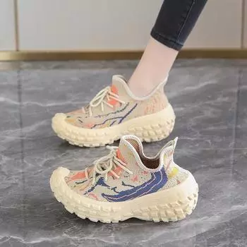 Tire women s shoes 2024 winter new fashion breathable trend wear-resistant casual shoes thick sole heightening dad shoes women s 35 серый