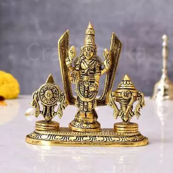 Tirupati Balaji Idol Shri Venkateshwara Swamy Statue Symbol Shankh Chakra Tilak for Home Decoration