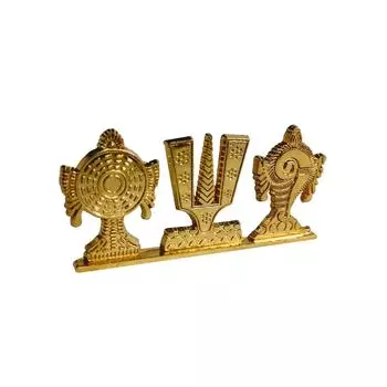 Tirupati Balaji Symbol Stand Shankh Chakra Namah Golden Antique Decorative for Car Dashboard Home & Office Table Showpiece Figurines, золотистый