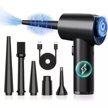 TISHRIC Air Duster воздуходувка для клавиатуры компьютера, чистка автомобиля, 68 Вт, 51000 об/мин, удаление пыли для ПК, крошки, набор для чистки автомобильной клавиатуры China