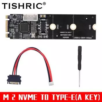 TISHRIC M.2 NVME для карты расширения типа C, передний разъем USB3.2 TYPE-E A-KEY, интерфейсный преобразователь M2 NVME, дополнительные карты 5 Гбит/с