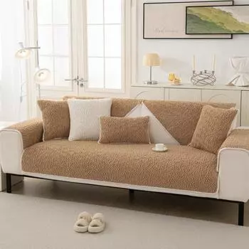 Тисненая бархатная подушка для дивана, плюшевая утолщенная Нескользящая простая современная кожаная ткань для дивана, зимний чехол 70*70cm