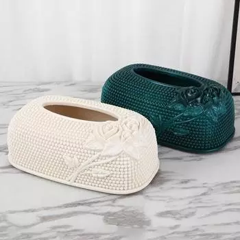 Тиснение розового узора, коробка для салфеток, пластиковая художественная атмосфера, чехол для салфеток, домашний декор розового золота