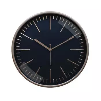 Тисненые Металлические Аналоговые Настенные Часы, Бесшумный Ход, Линейный Индикатор Времени (12 дюймов, Медь и Черный)