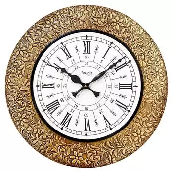 Тисненые Металлические Аналоговые Настенные Часы Для Элегантного Домашнего Декора, Офиса, Школы, Спортзала, Магазина И В Подарок || Размер Часов - 16 X 16 Дюймов || 24-часовые Часы