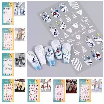 Тисненые наклейки Рождественские наклейки для ногтей Аксессуары для ногтей Рождественские украшения для ногтей Леди 5D-K280