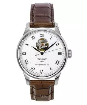 Tissot Le Locle Powermatic 80 кожаный ремешок Open Heart серебристый циферблат автоматические часы T006.407.16.033.01 мужские часы серебряный