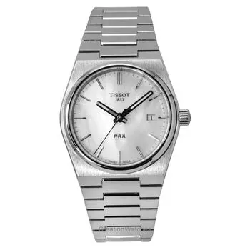 Tissot PRX Classic Contemporary нержавеющая сталь белый перламутровый циферблат кварцевые часы T137.210.11.111.00 100M унисекс мать жемчужного