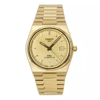 Tissot PRX Powermatic 80 золотистый оттенок нержавеющей стали циферблат цвета шампанского автоматический T137.407.33.021.00 100M мужские часы шампанского