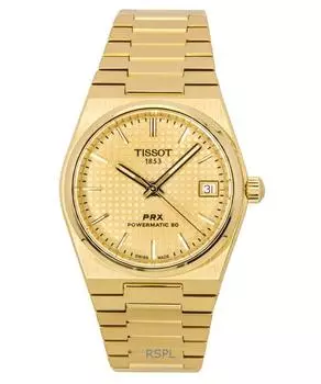 Tissot PRX Powermatic 80 золотистый оттенок нержавеющей стали циферблат цвета шампанского автоматический T137.207.33.021.00 100M унисекс часы шампанского