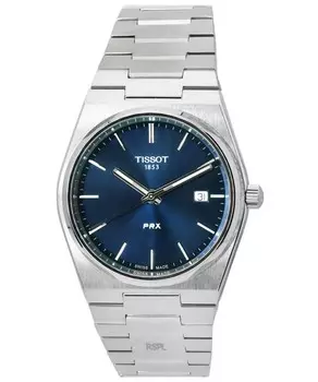 Tissot PRX T-Classic Кварцевые часы из нержавеющей стали с синим циферблатом T137.410.11.041.00 T1374101104100 100M Мужские часы синий