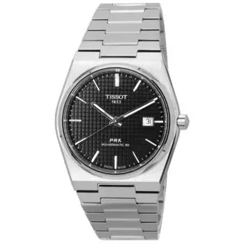 Tissot PRX T-Classic Powermatic 80 из нержавеющей стали с черным циферблатом T137.407.11.051.00 100M Мужские часы чёрный