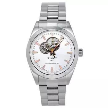 Tissot T-Classic Gentleman Powermatic 80 Silver Open Heart Dial Automatic T127.407.11.031.01 100M мужские часы серебряный