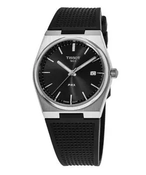 Tissot T-Classic PRX Кварцевые часы с черным циферблатом и каучуковым ремешком T137.410.17.051.00 100M Мужские часы чёрный