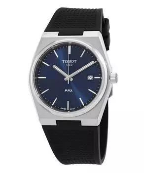 Tissot T-Classic PRX Кварцевые часы с синим циферблатом и каучуковым ремешком T137.410.17.041.00 100M Мужские часы синий